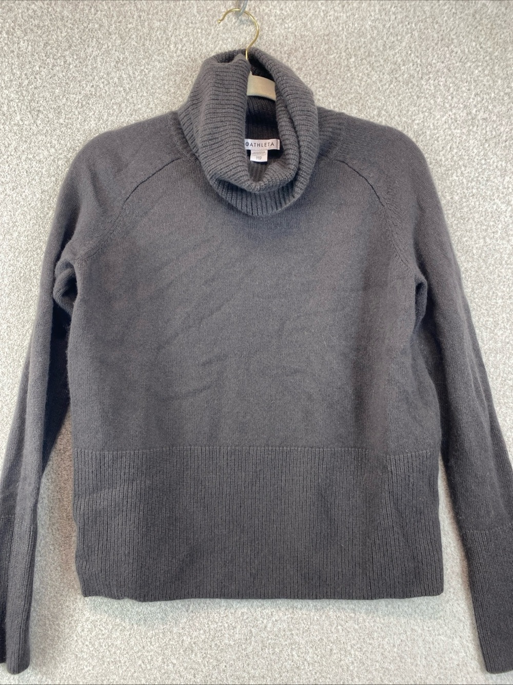 Athleta Alpine Turtleneck Sweater XXS Cashmere Merino Wool Gray Brown Sofffft